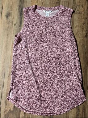Athleta Breezy Women’s Sleeveless Micro Cheetah Print Tank Top Sz S Rose Pink